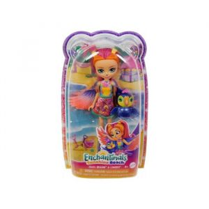 Coffret pour enchantimals poupee trippi toucan et oiseau canopy - figurine 15 cm avec animal - mini-poupee + carte animaux