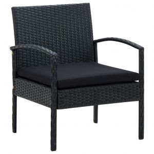 VidaXL Chaise de jardin avec coussin R?sine tress?e Noir