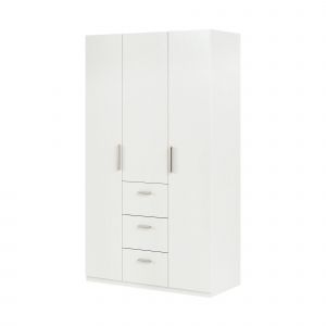 Armoire 3 portes effet bois blanc 211x52h180 cm