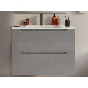 Meuble simple vasque suspendu - Gris - 80 cm - STEFANIE