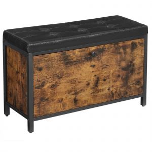 Meuble &Agrave; Chaussures Avec Rangement, Si&egrave;ge Rembourr&eacute;, Avec Tiroir &Agrave; Bascule, Pour 6 Paires, Industriel