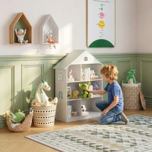 Biblioth&egrave;que pour enfants Vipsali 107 x 83 x 30 cm blanc vert menthe [en.casa]