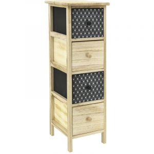 Aubry Gaspard Commode en bois teinté noir et naturel 4 tiroirs
