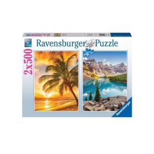 Ravensburger Puzzle Mountains & Beach 2 x 500 Pièces