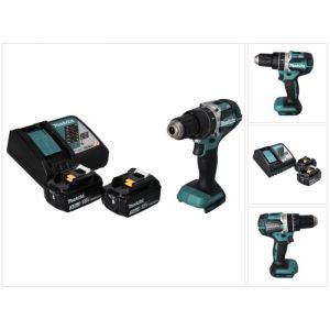 Makita DHP 484 RF Perceuse-visseuse &agrave; percussion sans fil 18 V 54 Nm brushless + 2x Batteries 3,0 Ah + Chargeur