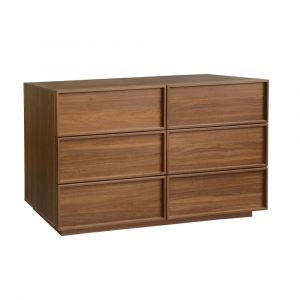 Commode de rangement effet bois 6 tiroirs noyer