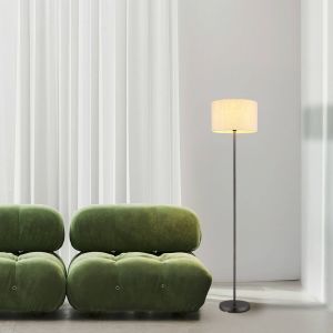 Globo Lampadaire, lampe sur pied, lampe de bureau, m&eacute;tal, chrome noir mat, cr&egrave;me lin, H 160 cm