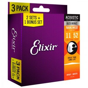 Elixir 11027 FOLK NANOWEB CL 11-52 PACK DE 3 JEUX