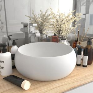 Image de VidaXL Lavabo rond de luxe Blanc mat 40x15 cm Céramique