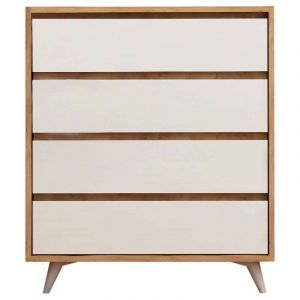 Toilinux - Commode 4 tiroirs Éthera en bois - Beige et blanc - Éthera