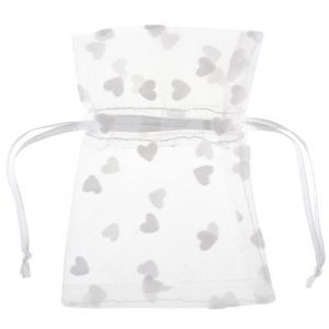 Ruedelafete 4 sachets polyester tulle coeur 7.5x10cm blanc - générique 000899500000001
