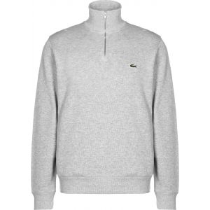 Lacoste Sweatshirt à col montant zippé en coton uni Taille XL Gris Chiné