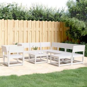 VidaXL Salon de jardin 8 pcs Blanc Bois de pin massif