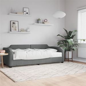 VidaXL Lit de Jour avec Matelas, Canapé-lit, Lit d'Invité, Meuble de Chambre à Coucher Salle de Séjour, Moderne, Gris Foncé 90x200 cm Tissu