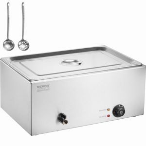 VEVOR Chauffe-Plat Buffet 18 L, Bain-Marie Électrique 1200 W, Buffet Chauffant en Acier Inoxydable, Température Réglable 30-85 °C, pour Réchauffer Les Aliments Restauration Soirée Fête, Argenté