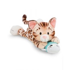 Nici Peluche chat couch&eacute; avec poisson Bengal