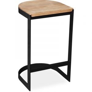 Privatefloor Tabouret industriel en métal et bois 60cm - Esis Noir 35