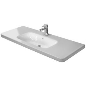 Duravit Meuble lavabo DuraStyle 120cm avec trop-plein, avec banc de robinetterie, sans trou de robinetterie, Coloris: Blanc avec Wondergliss