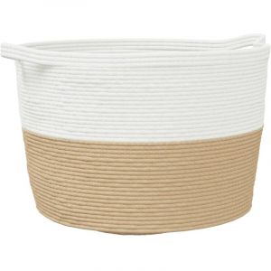 VidaXL Panier à linge beige et blanc Ø60x36 cm coton