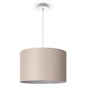 Paco Home Plafonnier Salon Suspension Table À Manger Salle À Manger E27 Uni Tissu Lampe à suspension - Blanc, Beige (Ø45,5 cm)