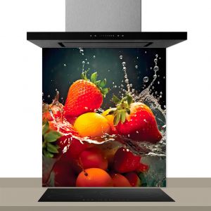 Hexoa Fond de hotte decorative, fraises et cie multicolore 60x70