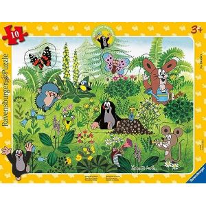 Ravensburger Kinderpuzzle 05696 - Spielspa&szlig; im Garten - 10 Teile Der Kleine Maulwurf Rahmenpuzzle f&uuml;r Kinder AB 3 Jahren