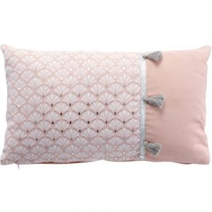 Coton d'intérieur Coussin Déco à Pompons "Artchic" 30x50cm Rose