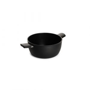 Woll Eco Lite Casserole inductive, &Oslash; 24 cm, hauteur 11 cm, 5 l, avec 2 poign&eacute;es lat&eacute;rales, convient pour tous les types de feux, fonte d'aluminium 100% recycl&eacute;e, passe au four, noire