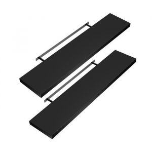 CASARIA 2x Étagères Murales Flottantes 50 cm Noir MDF Robuste Effet Flottant étagère Bois Rangement décoration
