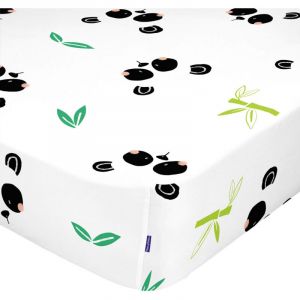 Image de HappyFriday Moshi Moshi Drap Housse Blanc Multicolore 70 x 140 x 14 cm Ours Panda