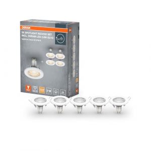 Osram Projecteur set de luminaires encastrés blanc avec LED 5x2.6W GU10, protection IP20, pour l'intérieur