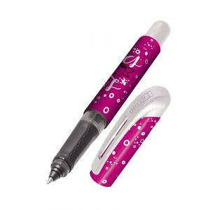 Online College - Stylo roller à cartouche d'encre rose - Pour droitiers et gauchers - Poignée ergonomique - Cartouches d'encre standard - Avec cartouche combinée bleue