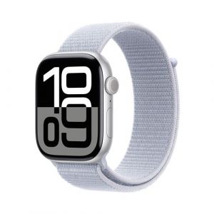 Apple Watch Series 10 GPS + Cellular 46mm Boîtier en Aluminium Argent avec Boucle Sport Nuee bleue