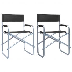 Image de VidaXL Chaises de metteur en scène 2 pcs Acier Noir