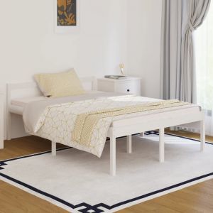VidaXL Cadre de lit Blanc Bois de pin massif 140x190 cm Blanc