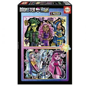 Educa Ensemble de 2 Puzzles pour Enfants avec 100 pièces et Les Images de Monster High, mesures: 40 x 28 cm, recommandée de 6 Ans (19704)