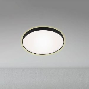 BRILONER - Plafonnier LED, lampe de plafond avec effet de rétro-éclairage, 12 watts, 1 200 lumens, 3 000 Kelvin, blanc/noir, Ø 28,5 cm