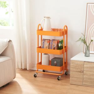 Chariot de service Pyhäntä à 3 paniers acier 79 x 46 x 35 cm orange [en.casa] orange