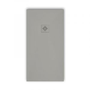 Stano Receveur de douche 100 x 160 cm extra plat PURE en résine surface ardoisée gris Grille grise