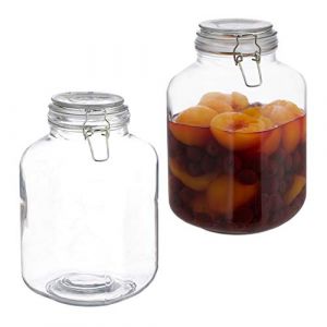 Relaxdays Bocal en verre, lot de 2, 3 litres, Conserves, Grand Pot, Hermétique, Fermeture étanche avec étrier, xxl, transparent