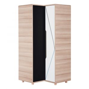 VOX Armoire d'angle 2 portes Evolve Bois Blanc et Noir
