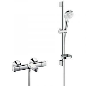 Hansgrohe Ecostat universal Pack Mitigeur thermostatique bain/douche + Set de douche Crometta Vario avec porte-savon (13123000-Crometta2)