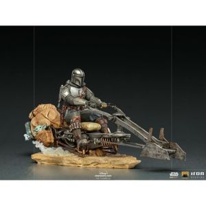 Image de Iron Studios The Mandalorian - On Speederbike Statue Figurine Deluxe Art Scale 1/10