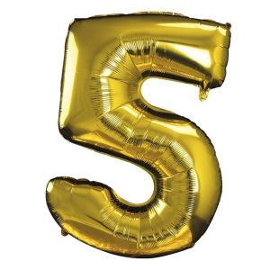 Ruedelafete Ballon alu mylar 30cm CHIFFRE 5, Or