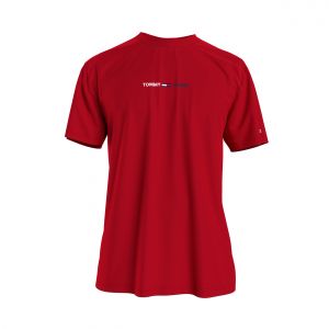 Tommy Jeans Tee-shirt col rond Linear en coton rouge brodé