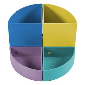 Exacompta R&eacute;f. 682293D - Carton de 3 Pots &agrave; crayons modulables THE QUARTER Forever young - 4 quartiers qui peuvent &ecirc;tre combin&eacute;s ensemble - dimensions 12x12x8,3 cm - couleurs assorties