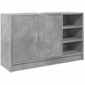 VidaXL Armoire d'évier gris béton 90x29x55 cm bois d'ingénierie, armoire de salle de bain, armoire de rangement salle de bain, meuble lavabo de salle de bain