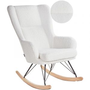Beliani Fauteuil À Bascule Luoma Bouclé Blanc Cassé
