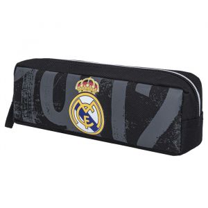 Real Madrid Trousse scolaire - Collection officielle - Polyester - Zippée - Noir