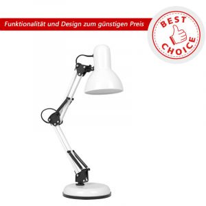 Eglo Lampe de bureau Colinezza, lampe de table de chevet au style industriel, flexible à ajuster, lampe de lecture en métal blanc et noir avec interrupteur, douille E14
